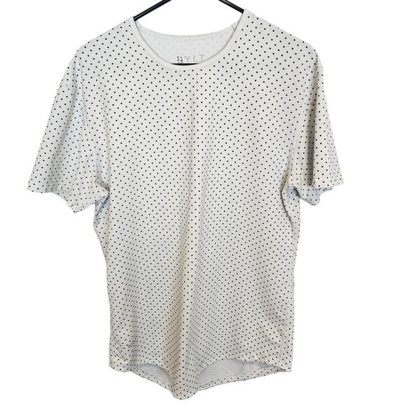 BYLT Drop Cut Lux Bylt Shirt Polka Dot Shirt Men L White Black Athletic Shirt - Picture 1 of 7